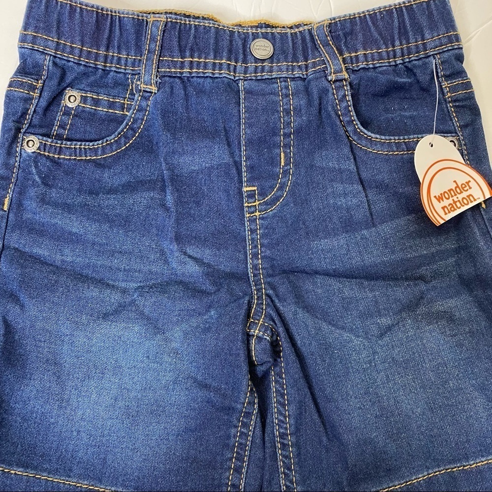 Wonder Nation Boy’s Plaid Button Down & Stretch Denim Short Set 24M - Picture 9 of 11